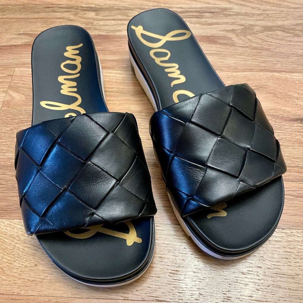 Sam Edelman Black Adaley Woven Slide Sandals 7